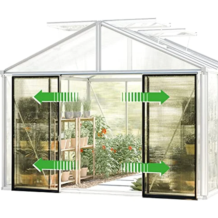 GFP Gewächshaus Asteria 25 Premium 311x534 cm mit integriertem Fundament 16 mm Doppelstegplatten, Farbe Aluminium Natur - Made in Austria – Bild 5