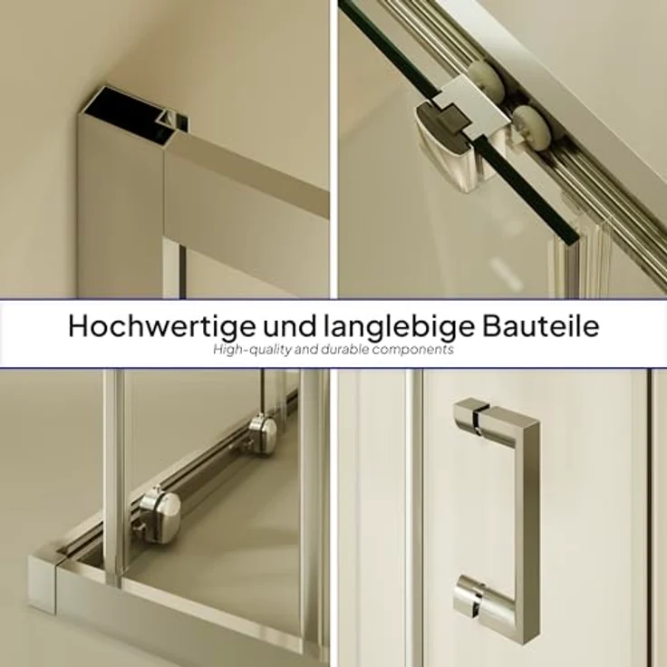 i-flair Schiebetür Duschkabine DK77, 95x95x180 cm aus durchsichtigem 6 mm ESG mit silbernen Profilen und Easy-Clean System – Bild 4