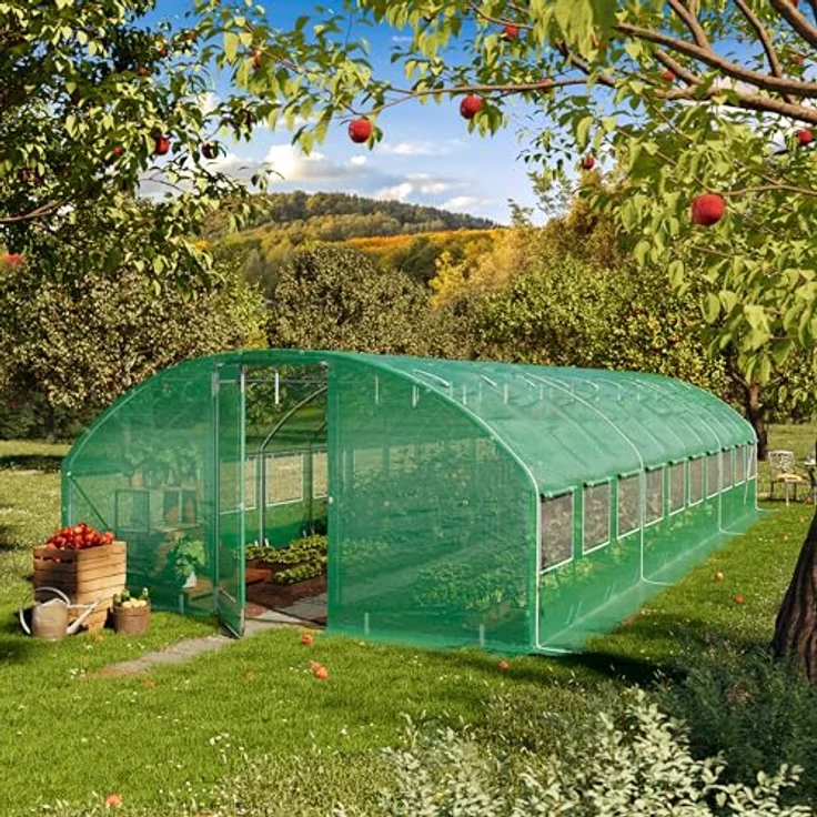 TOOLPORT Premium Foliengewächshaus 4x10m, PE-Plane 180g/m², grün transparent – Bild 2