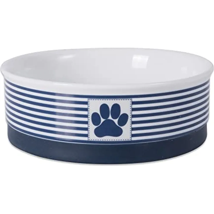 Bone Dry Paw & Patch Keramiknapf für Haustiere, mittelgroß, 15,2 x 5,1 cm, nautisches Blau