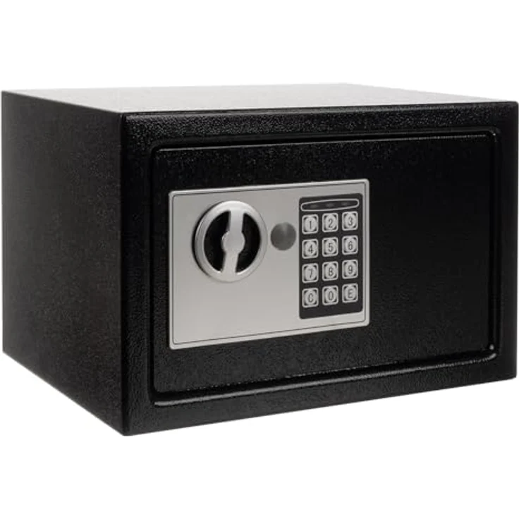 MT MALATEC Heimtresor Tresor Elektronischer Safe mit Zahlenschloss und Schlüsselcode 22627, Schwarz, 10 Liter Kapazität, Wandmontage möglich – Bild 1