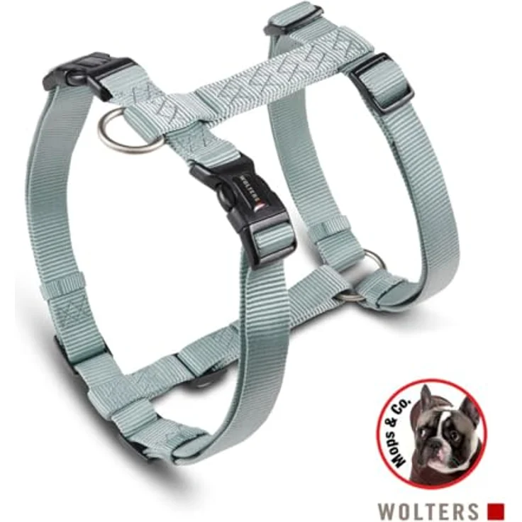 Wolters Professional Geschirr Mops & Co., Größe L (50-80 cm x 2,0 cm), salbeigrün, mit Halsband und Leine, einfach anziehbar – Bild 2