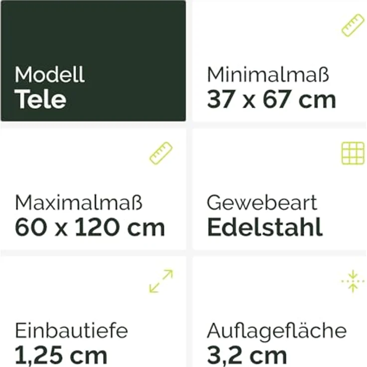 Nematek Lichtschachtabdeckung Tele - Kellerschachtabdeckung mit Teleskoprahmen in 60 x 120 cm - Lichtschachtabdeckung Edelstahl - ohne Sägen – Bild 4