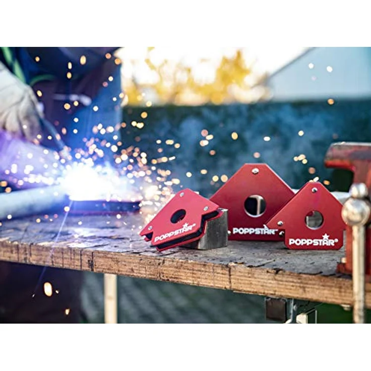 Poppstar Schweißmagnet klein 2er-Set - Magnet-Schweißwinkel mit Haftkraft 11,3 kg, Winkelmaße 45°, 90°, 135° – Bild 5