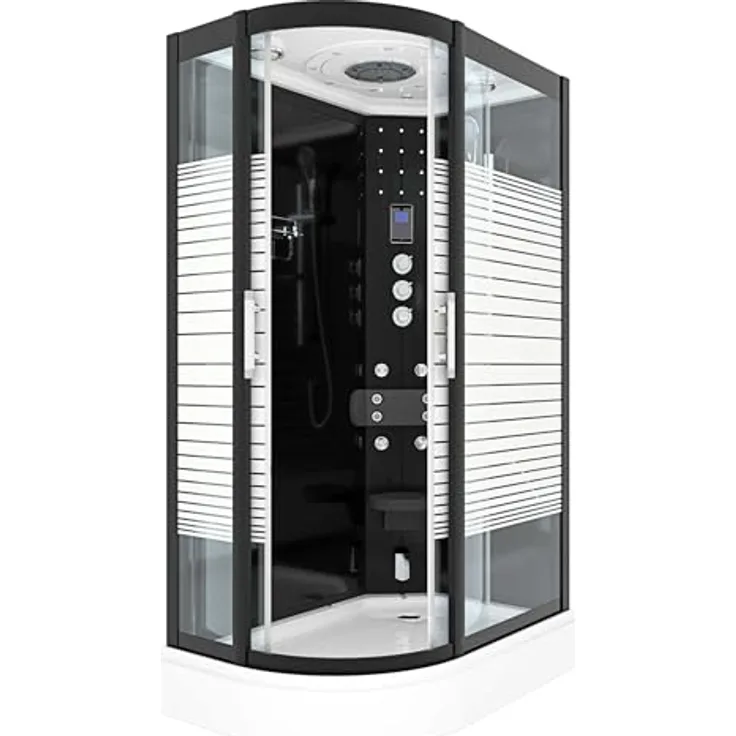 SeniorBad AcquaVapore D30-73M3L-EC Duschtempel, Dampfdusche mit Regendusche, 120x80 cm, 6mm Sicherheitsglas, Dampfgenerator, Aromatherapie und Ozonreinigung