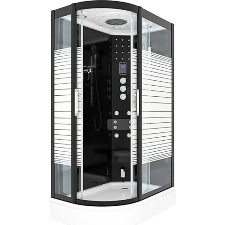 SeniorBad AcquaVapore D30-73M3L-EC Duschtempel, Dampfdusche mit Regendusche, 120x80 cm, 6mm Sicherheitsglas, Dampfgenerator, Aromatherapie und Ozonreinigung – Bild 1