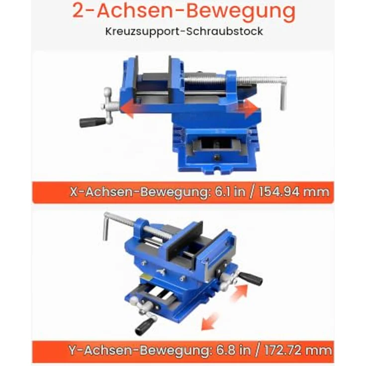 VEVOR Maschinenschraubstock, 15,24 cm Backenbreite, 2-Wege-XY-Achsen-Kreuzschraubstock mit 14,478 cm Backenöffnung, rutschfest und präzise für Holzbearbeitungs-Bohr-CNC-Fräsmaschine – Bild 4