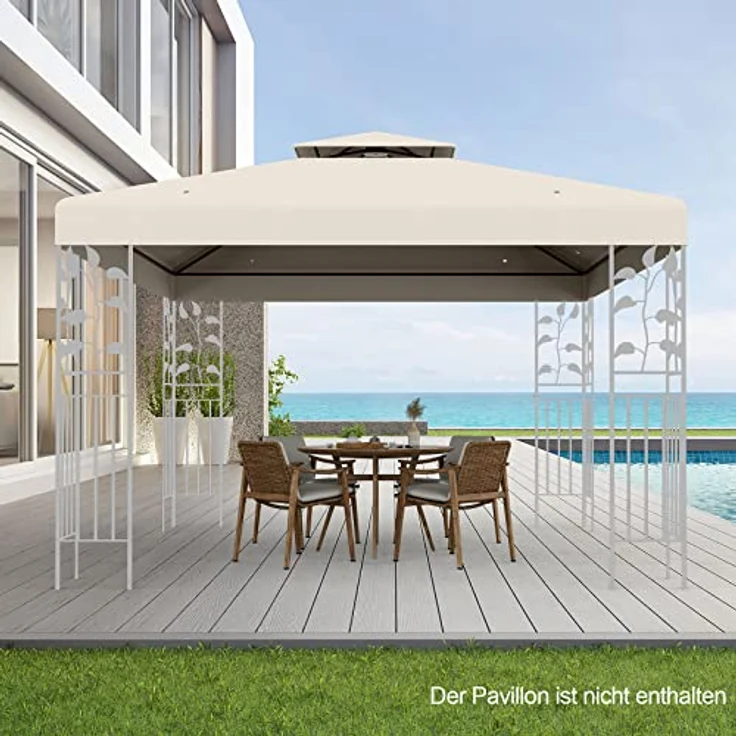 COSTWAY Pavillon-Schutzhülle Dachplane für Pavillon beige – Bild 8