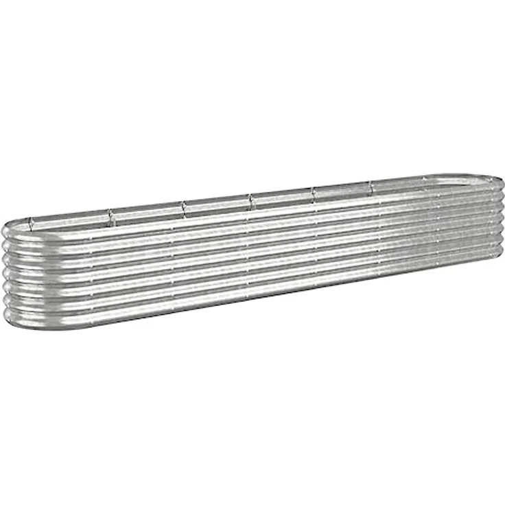 vidaXL Hochbeet, Pulverbeschichteter Stahl, Silber, 260 x 40 x 36 cm (L x B x H) – Bild 1