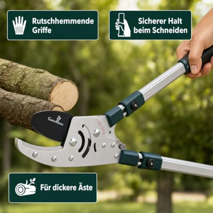 Gartenmeister Astschere Astratschenschere mit Teleskopgriff und Ratschenfunktion, Schnittstärke 50 mm – Bild 5