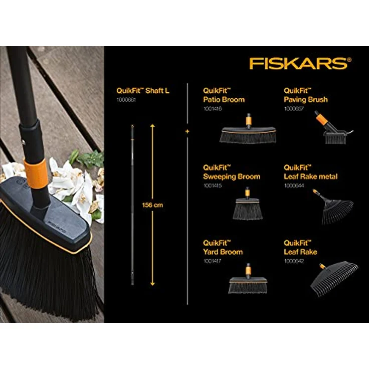 Fiskars Fächerbesen, Werkzeugkopf, Mit 20 Zinken, Breite: 43 cm, Stahl-Zinken, Schwarz-Orange, QuikFit, 1000644 – Bild 3