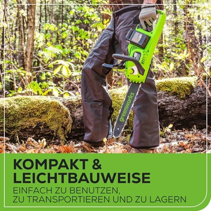 Greenworks Akku-Kettensäge GD24X2CS36 Li-Ion 2x24V 20m s Kettengeschwindigkeit 36cm Schwertlänge 200 – Bild 4