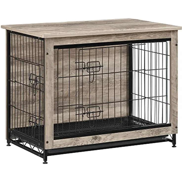 Feandrea Hundekäfig Möbel, Beistelltisch, Hundebox, Moderne Hundehütte Indoor für Hunde bis zu 20 kg, hochbelastbar, Greige PFC002G01