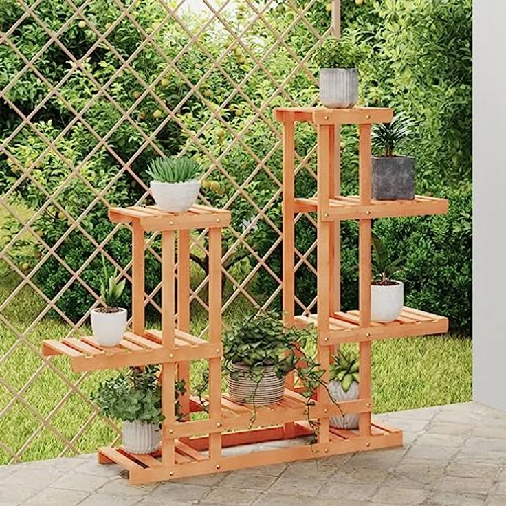 vidaXL Blumenständer 95x25x96 cm Massivholz Tanne - Robustes Pflanzenregal für Balkon und Terrasse – Bild 2
