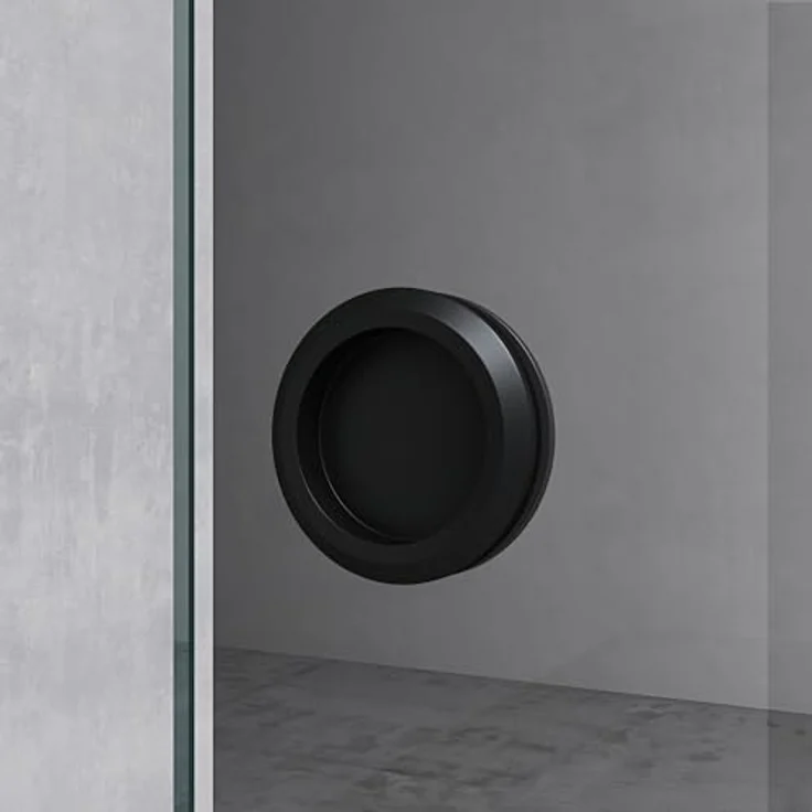 Mai & Mai Glasschiebetür Amalfi Schwarz Klarglas, Softclose, Muschelgriff, BxH: 90x205cm, 8mm ESG-Sicherheitsglas – Bild 5