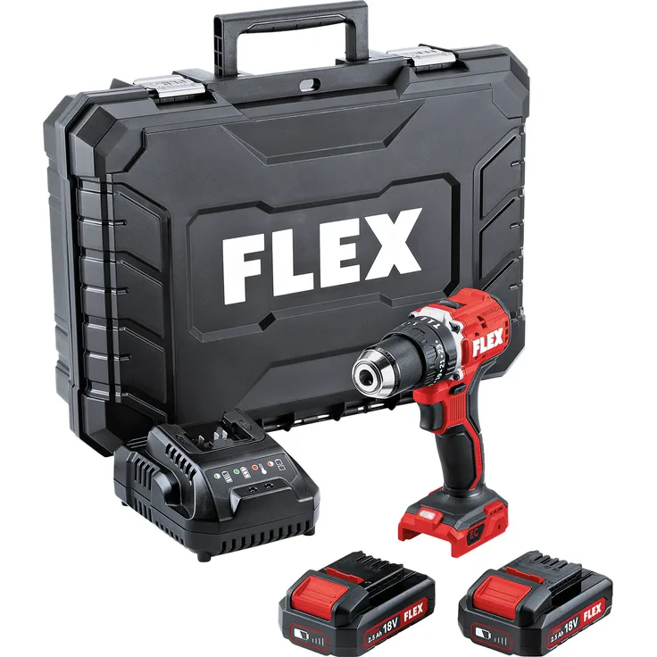 Flex Akku Schlagbohrschrauber PD 2G, 18 V mit 2,5 Ah Akku, bürstenlosem Motor und LED-Licht
