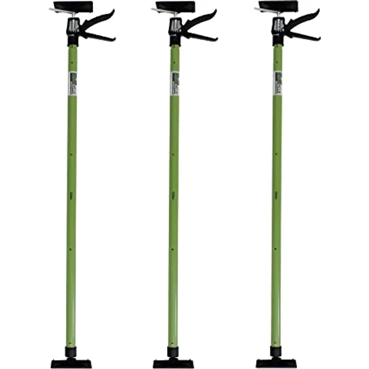 Baumarktplus 3x Profi Einhandstütze, Teleskopstütze bis 290 cm, stabile Montagestütze mit abnehmbaren Druckplatten und verstellbar bis 45 Grad, max. Last 30 kg