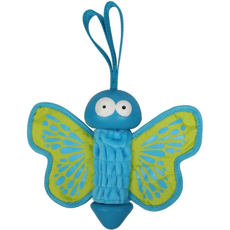 Coockoo Outdoor-Spielzeug Hundespielzeug Gummi-Schmetterling blau/grün, mit Knisterfolie – Bild 1
