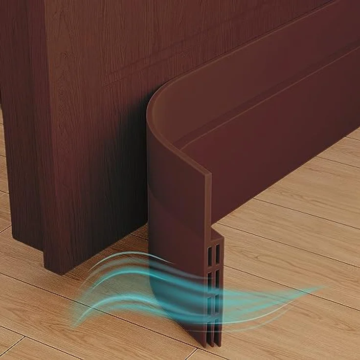 Veddelholzer 2 x 1 m zuschneidbar Türdichtung selbstklebend Zugluftstopper für Türen Tür Zugluftstopper Türdichtung unten weiß & braun perfekter Schallschutz Tür sowie Insekten & Geruchsschutz – Bild 1