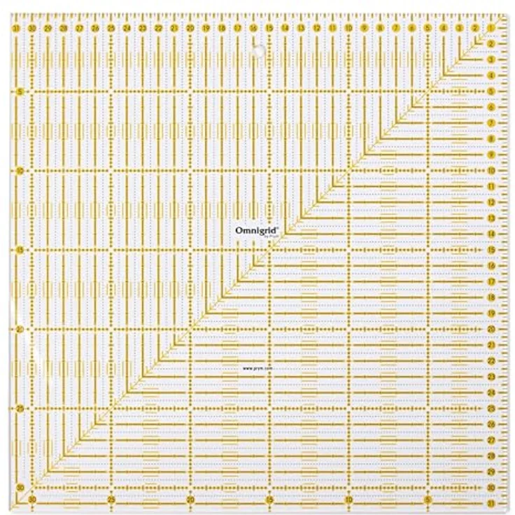 Omnigrid Prym Universal Lineal 31,5 x 31,5 cm, transparent, mit metrischer Skala und Winkelmarkierungen – Bild 2