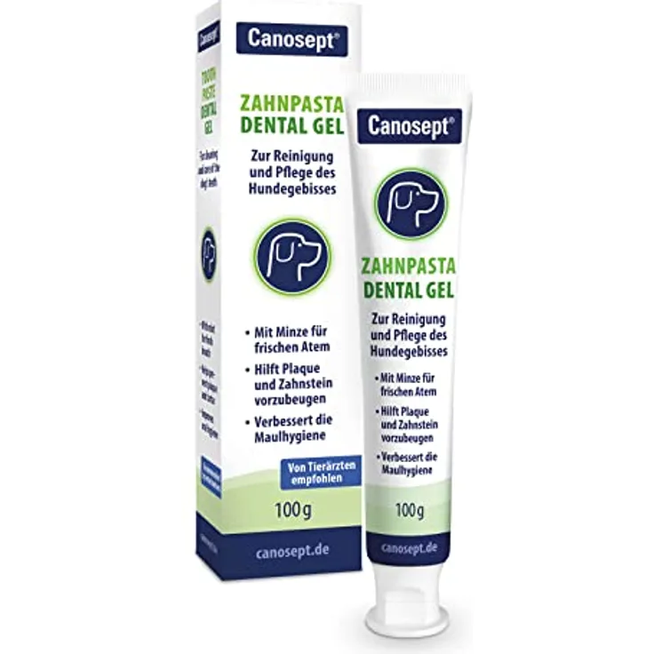 Canosept Hundezahnpasta Dental Gel 100g - Zahnpasta für Hunde - Zahnpasta Hund - Hunde Zahncreme - Zahnpflege Hund - bei Mundgeruch Hund - Hundezahnpasta gegen Zahnstein, natürliche Inhaltsstoffe (Minze) - von Tierärzten empfohlen