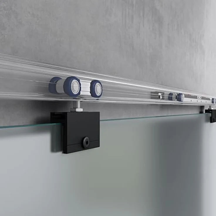Mai & Mai Glasschiebetür Amalfi Schwarz Vollsatiniert, inkl. Soft-Close und Muschelgriff, BxH: 77.5x205cm, 8mm ESG-Sicherheitsglas – Bild 4