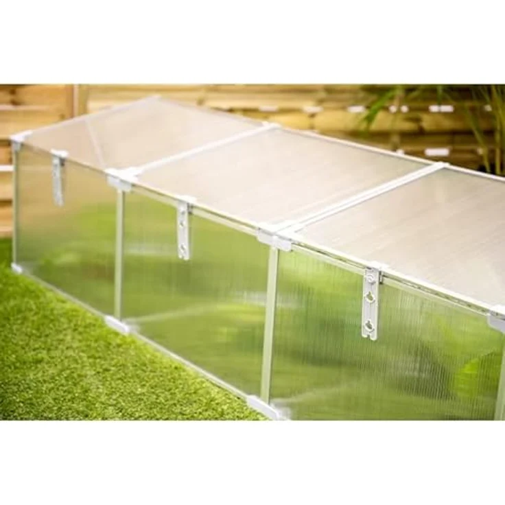 Grindi Frühbeet Mini Gewächshaus aus Aluminium für den Garten Balkon polycarbonat 4 mm, 180X51X51cm arretierbares Dreifachdach nutzbar als Treibhaus Tomatenhaus Frühbeetkasten Magnolia III, freistehendes Gartengewächshaus in Silber – Bild 4