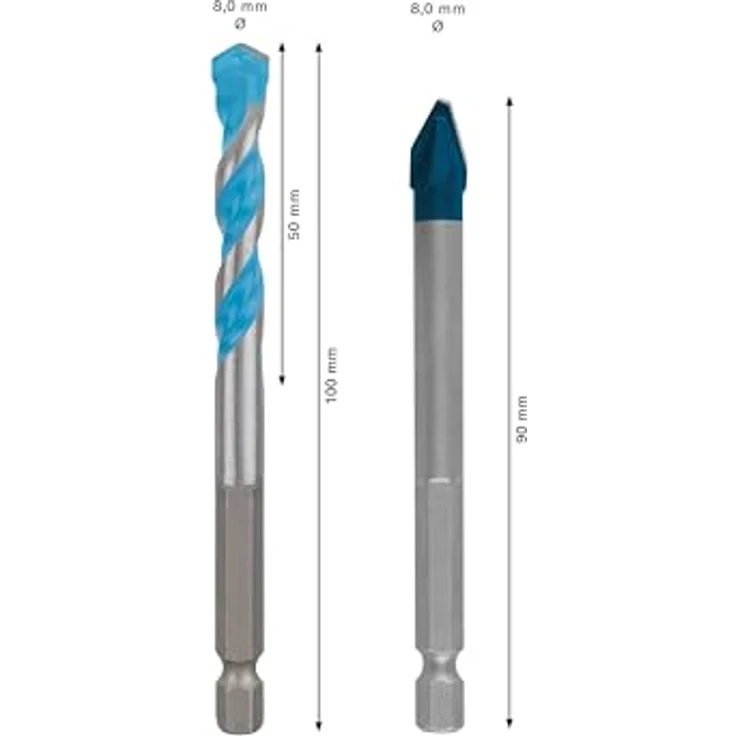 Bosch Expert HEX-9 Hard Ceramic + HEX-9 Multi Construction Bohrer, 8 mm, 2-tlg., präzise Bohrung für Fliesen und Baustoffe – Bild 3