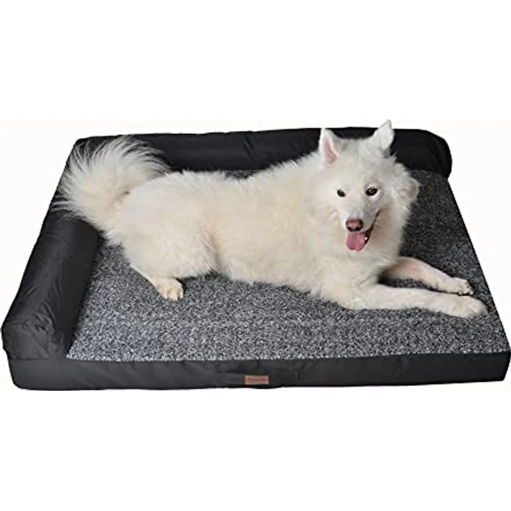 RAIKOU Weiches Hundebett, Hundekissen mit kuscheligem Plüsch, gepolstertes waschbares Haustierbett Hundesofa Hundekorb（Grau Melange, 80x60x7cm, Hundekissen, 30x25cm） – Bild 2