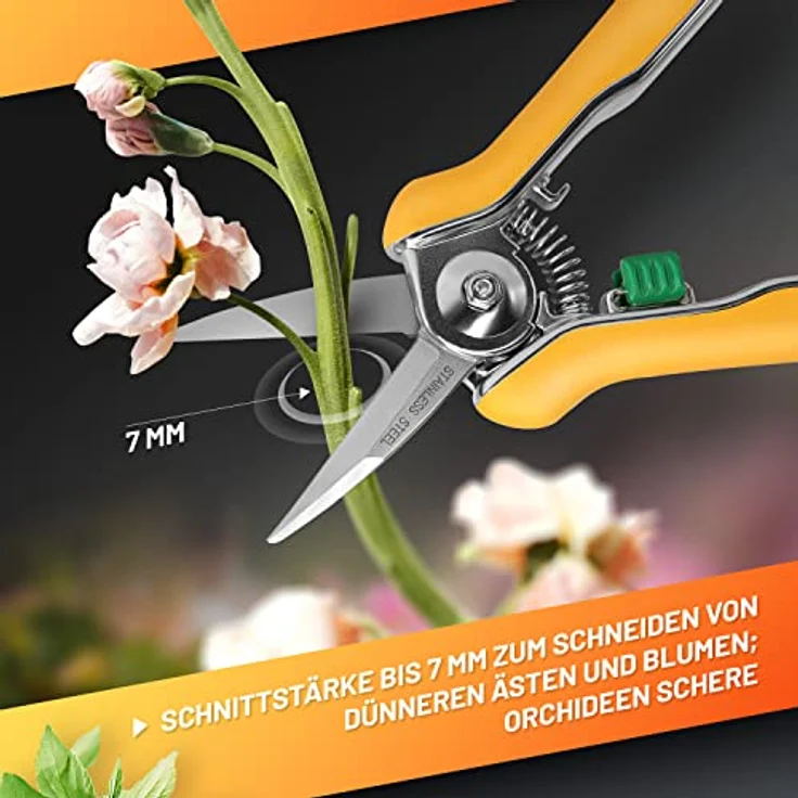 GRÜNTEK Colibri Rosenschere, 170 mm Bypass Gartenschneider mit Edelstahlklingen und Soft-Touch Ergo-Griff – Bild 2