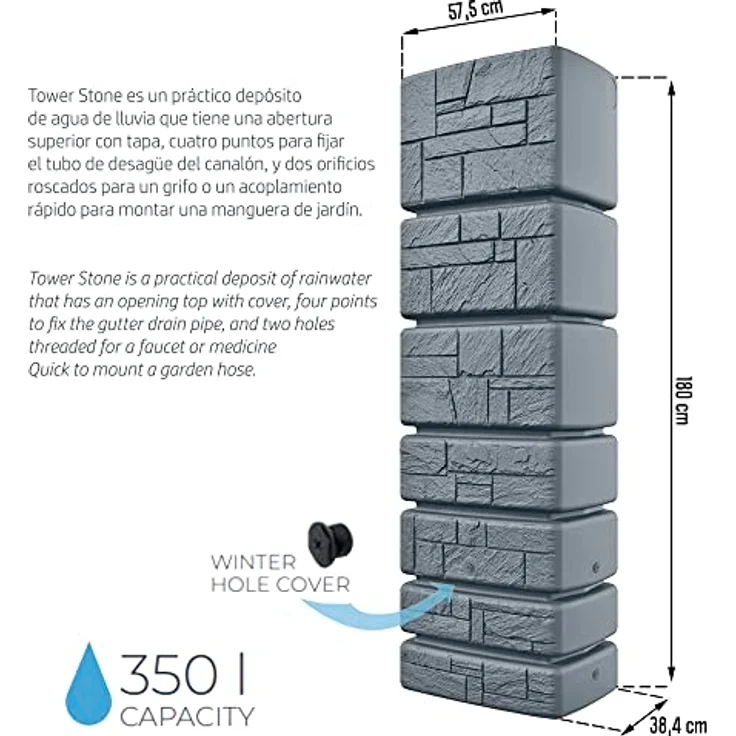 Regentank Tower Stone, grau, 350 L – Bild 3