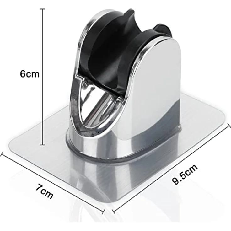 Intirilife Brausehalter, Handbrause Halterung ohne Bohren - 9.5 cm x 7 cm, verchromter ABS Kunststoff, max. Tragkraft 18 kg – Bild 2