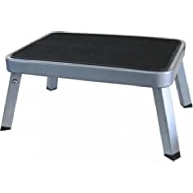 BERGER Einzeltritt Trittstufe klappbar aus Stahl, Silber, TÜV geprüft, rutschfest, bis 150 kg Belastbar