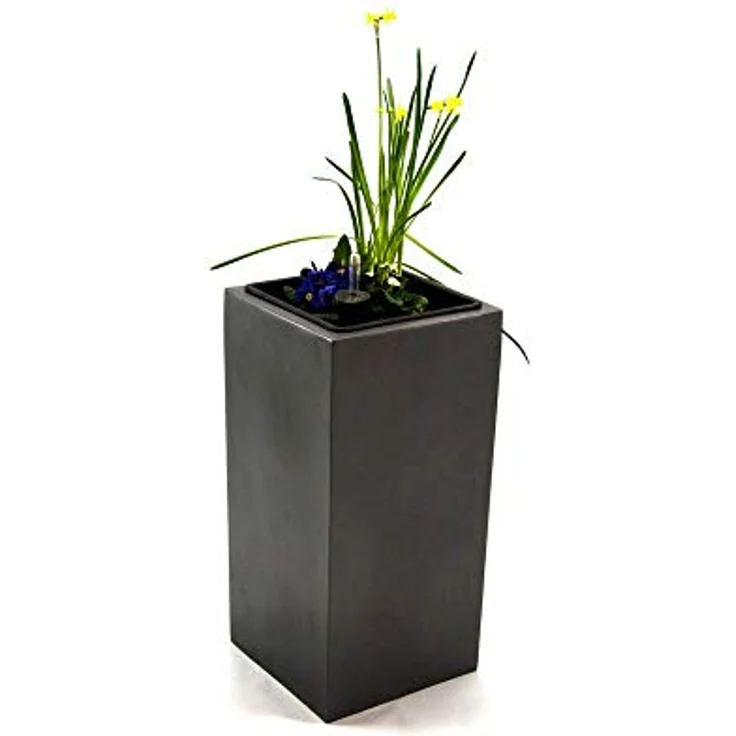 Elegant Einrichten Pflanzkübel Fiberglas Säule 30x30x90cm, anthrazit-metallic, frostsicher und UV-beständig – Bild 3