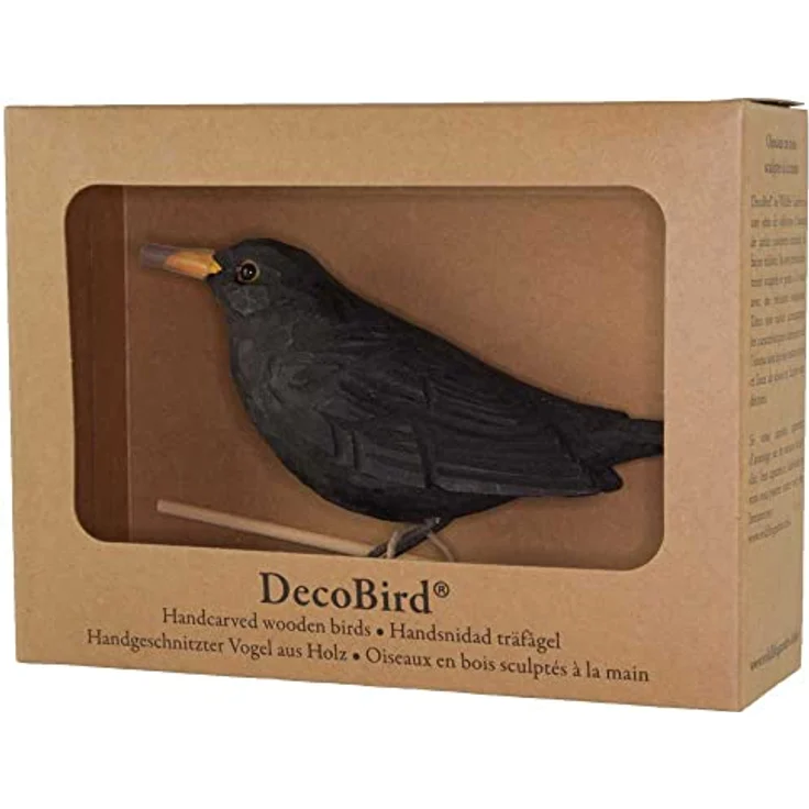 WILDLIFEGARDEN Wildlife Garden WG411 DecoBird Amsel - Handgeschnitzter Dekorative Vogel aus Holz - Mittelgroße Europäische Vögel, Schwedisches Design, Lindenholz, Umweltfreundliche Farbe – Bild 3