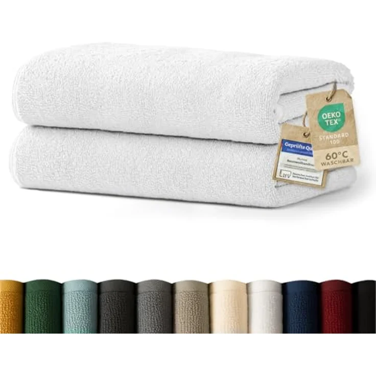 Blumtal Saunatuch 80x200 cm, Weiß, Oeko-Tex® Standard 100, 100% Baumwolle, hohe Saugfähigkeit, mit Aufhängeschlaufe – Bild 1