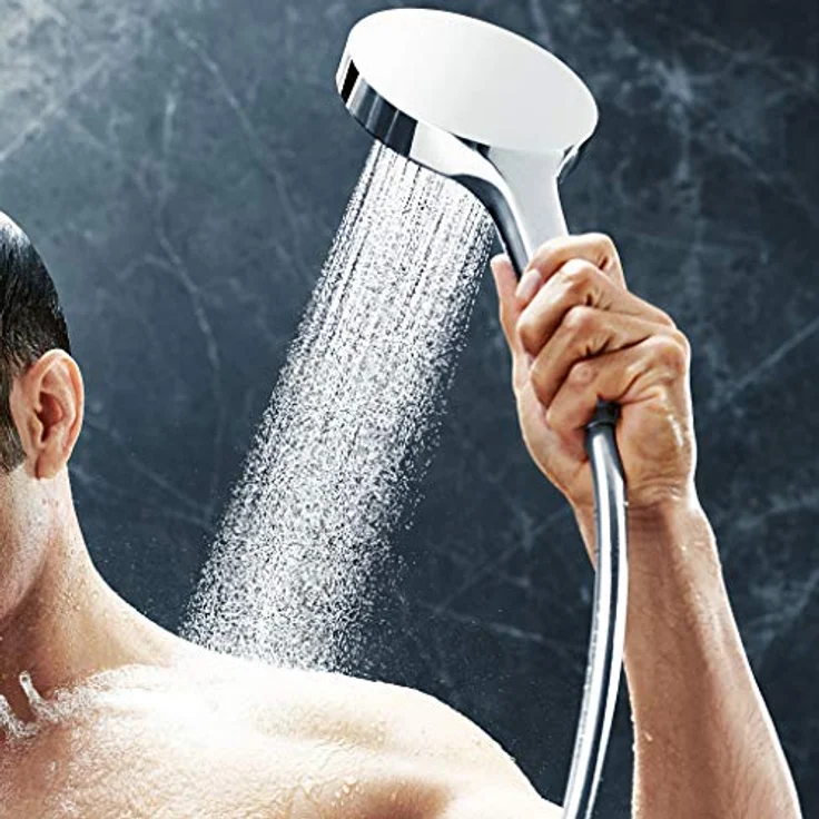 hansgrohe wassersparender Duschkopf Rainfinity 130, Sparduschkopf, Duschbrause, 3 Strahlarten, Antikalk-Funktion, Chrom – Bild 5