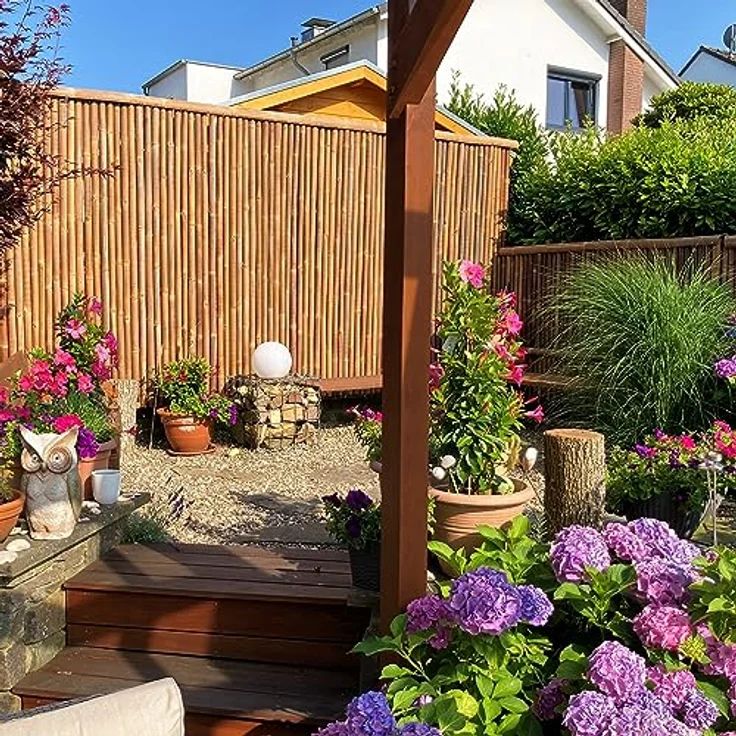 BambusBASIS Sichtschutzabdeckung dunkel, 90 cm aus Bambus 3/4 Rohr, vielseitig einsetzbar – Bild 4