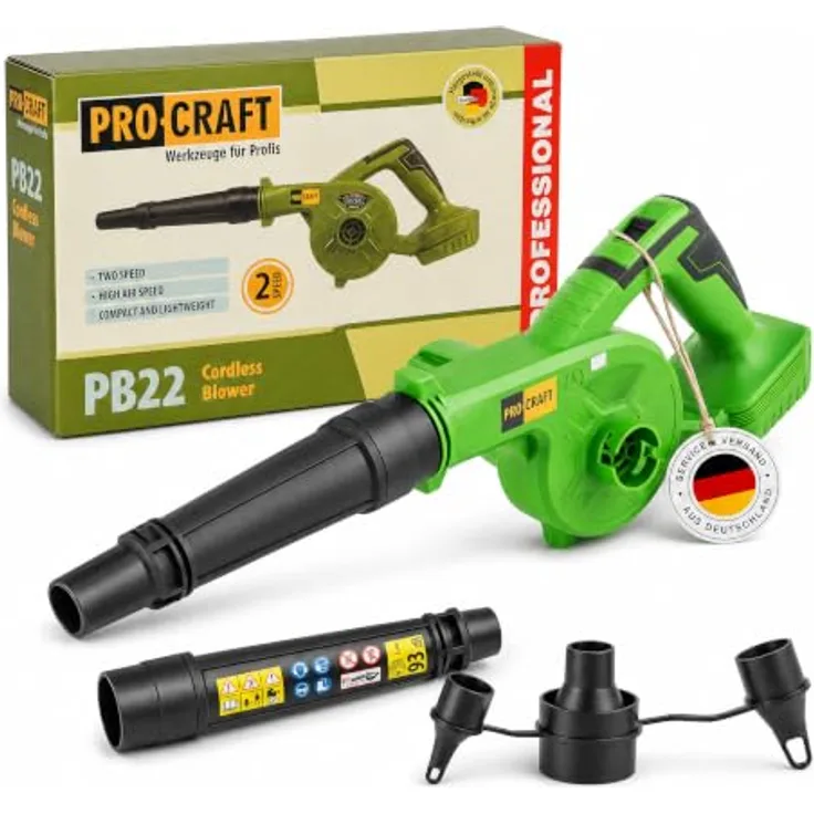 Procraft PB22bb, Akku Laubbläser 20 V Solo, leicht und mobil, maximal 68 km/h Luftgeschwindigkeit, ohne Akku und Ladegerät