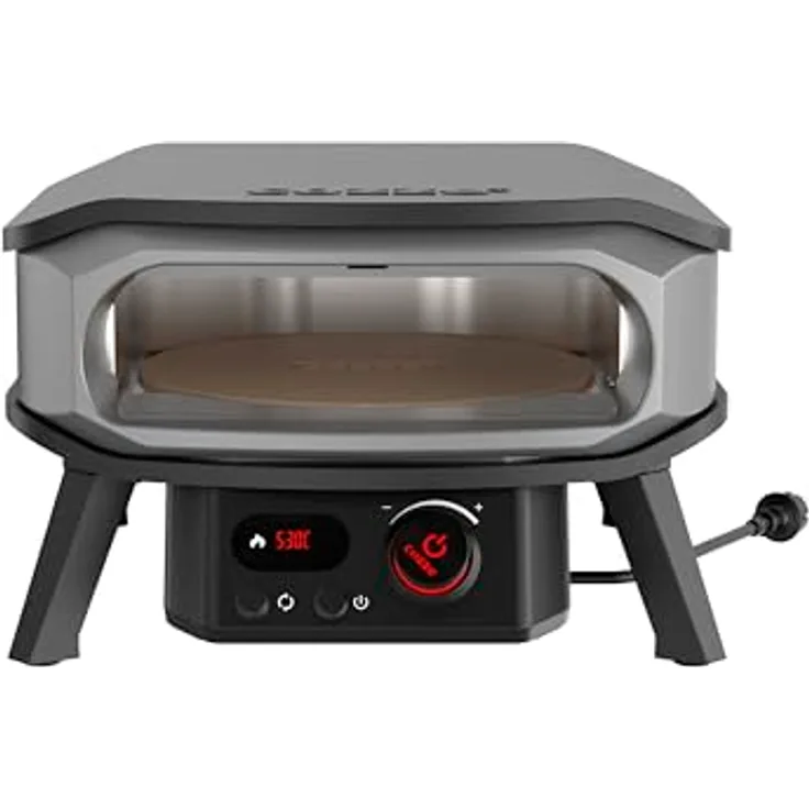 cozze® 13" PREMIUM ROTATE Pizzaofen Elektrisch, mit Drehstein und Regler, 2 m Stecker – Ideal für knusprige Pizzas und vielseitiges Kochen im Freien