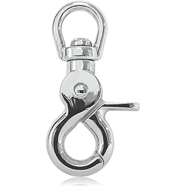 Ganzoo © Scheren-Karabiner Haken mit Dreh-Gelenk/Dreh-Kopf für Hunde-Leine/Hals-Band 4er Set, legierter Stahl 61 mm Länge, auch für Paracord 550 / Schlüssel-Anhänger, Farbe: Silber – Bild 2
