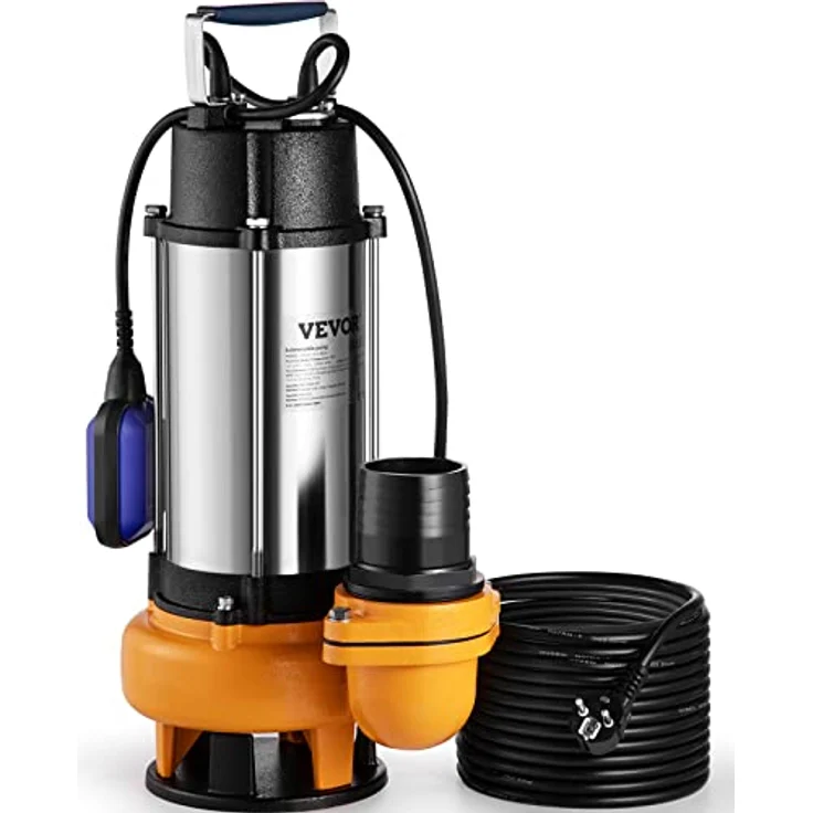 VEVOR Schmutzwasserpumpe Tauchpumpe 2200W, Durchfluss 60000L/h, max. Hub 18m, IPX8, mit variablen Schwimmerschalter – Bild 1