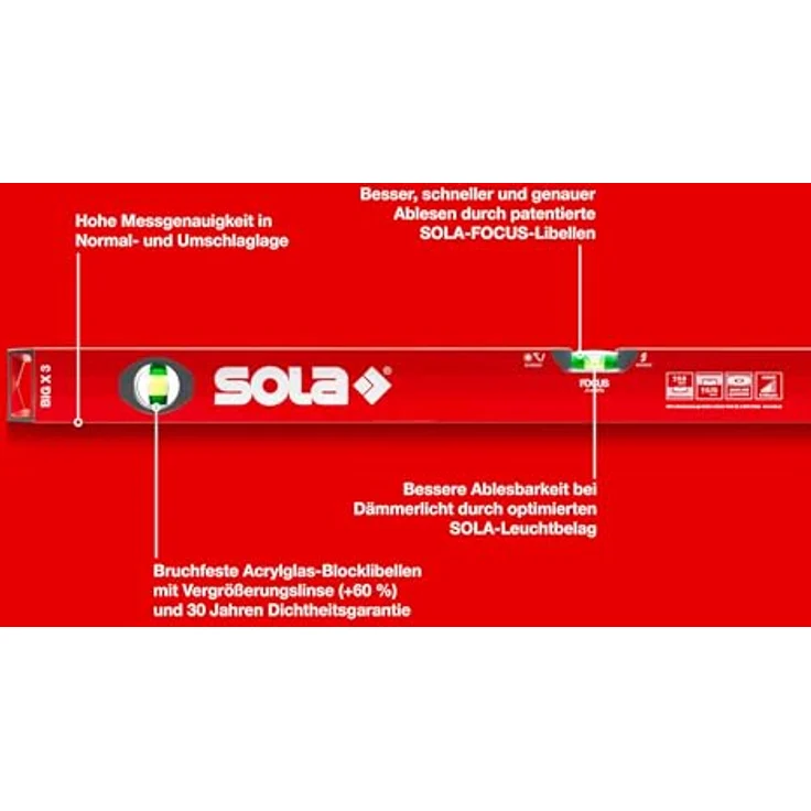 SOLA Alu-Wasserwaage BIG X 1800mm – Bild 4