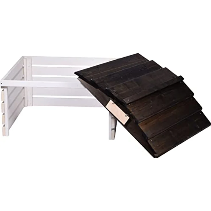 dobar 56192e Mährobotergarage mit abnehmbarem Dach - Rasenroboter Unterstand Massivholz - Rasenmäher Garage - Automower Überdachung - 78,5 x 74 x 52,5 cm - Weiß/Schwarz – Bild 2