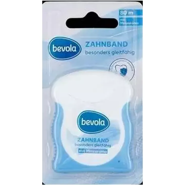 Bevola Zahnband Minzaroma mit Natriumfluorid, besonders gleitfähig, 80m
