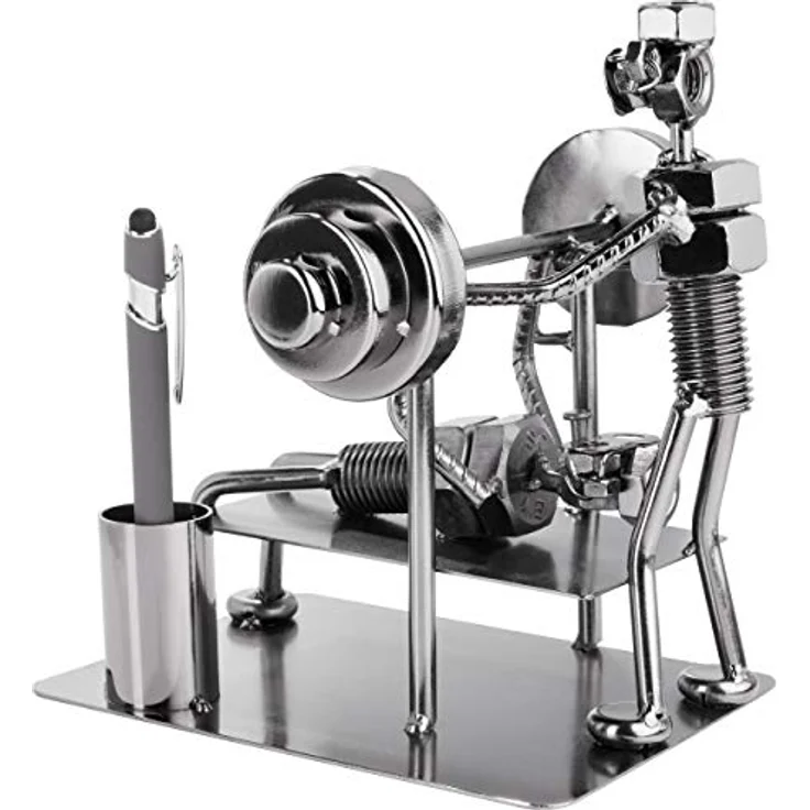 BRUBAKER Schraubenmännchen Bodybuilder - Metallfigur Handarbeit mit Stiftehalter – Bild 4