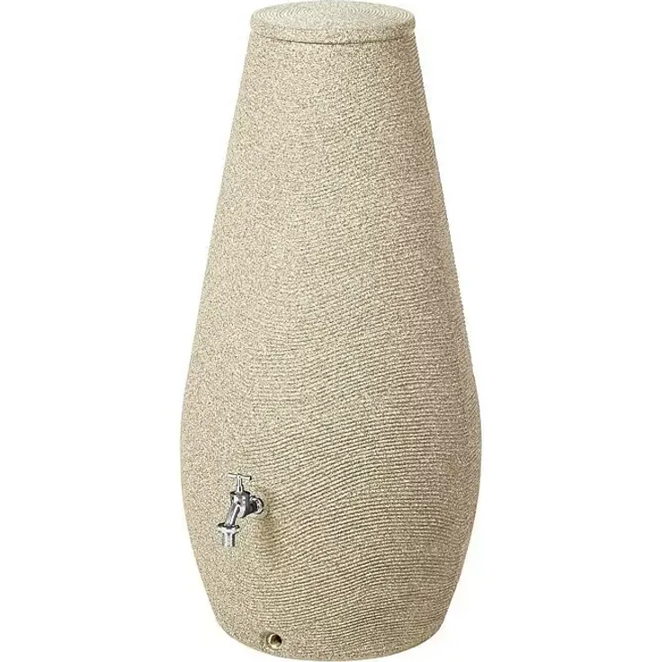 Arves Regenspeicher Drop, Regentonne mit 410 l Fassungsvermögen, beige, effektive Wasserentnahme und frostbeständig