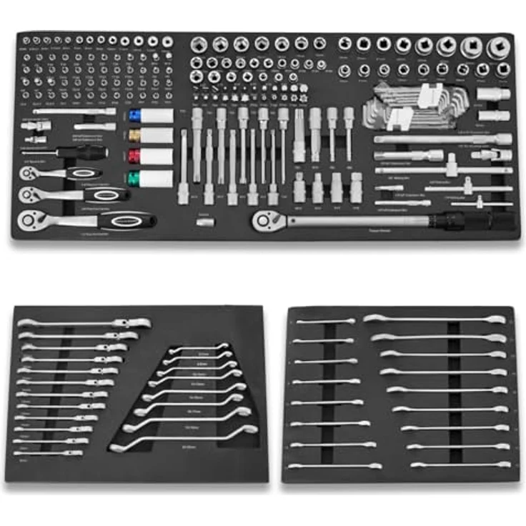 STAHLWERK Werkzeugwagen DINO, XXL Montagewagen mit 364 Werkzeugen aus CrV, inkl. T-Griff Schraubendreher, Schlüssel und Zangen – Bild 8