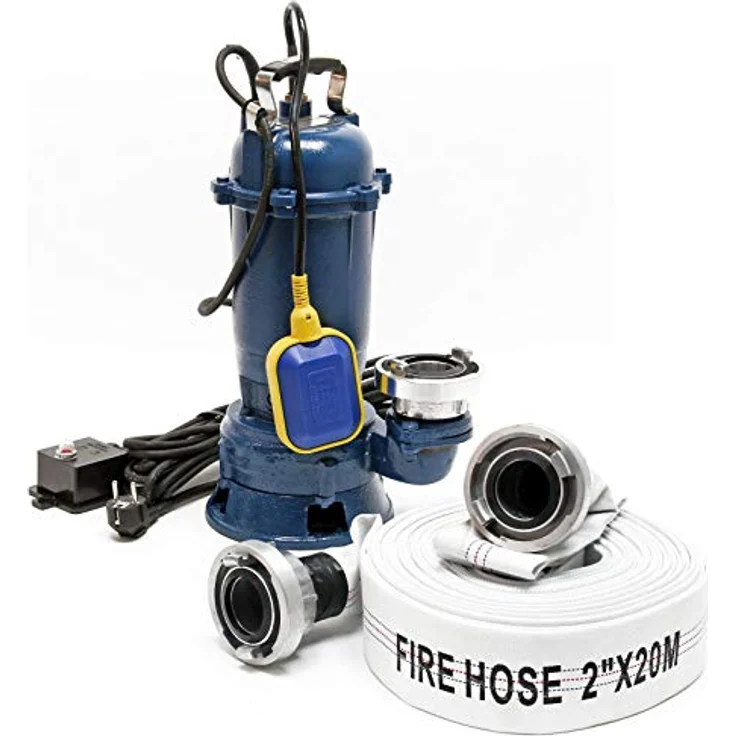 Wiltec Schmutzwasserpumpe 550 W Tauchpumpe mit 10.000 l/h Fördermenge inkl. 20 m Schlauch Pumpe – Bild 1