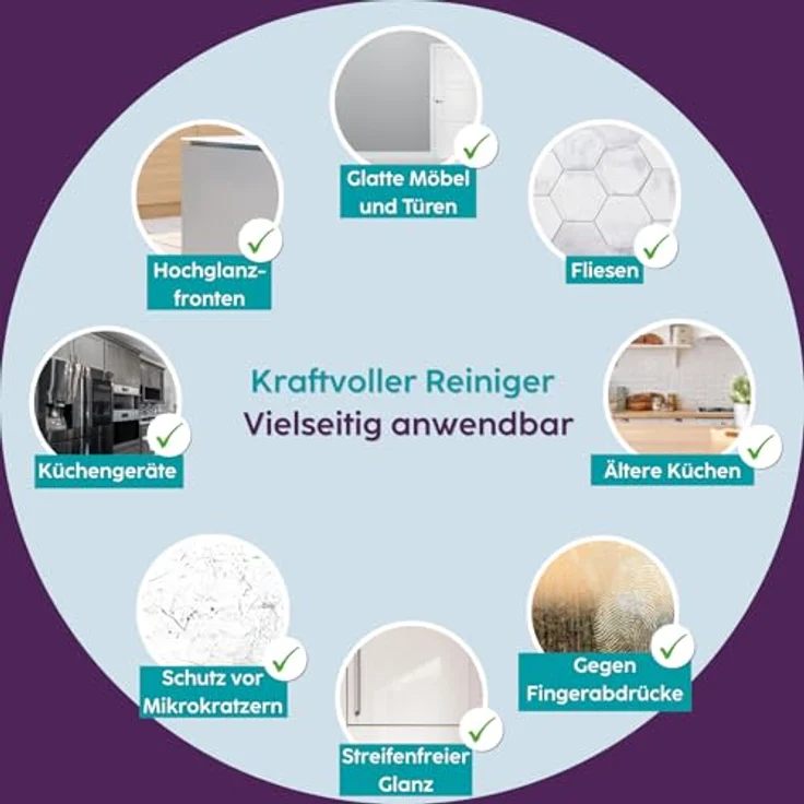 HOTREGA® Küchenfronten Reiniger hochglanz, pH-neutral, fettlösend & streifenfrei, 500 ml – Bild 4